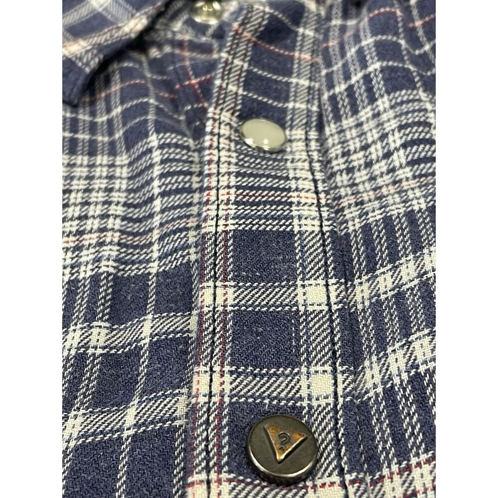 Guess LA 1981 -Blue Plaid Flannel Pearl Snap Button Up Shirt Women’s Sz Medium - Picture 11 of 16